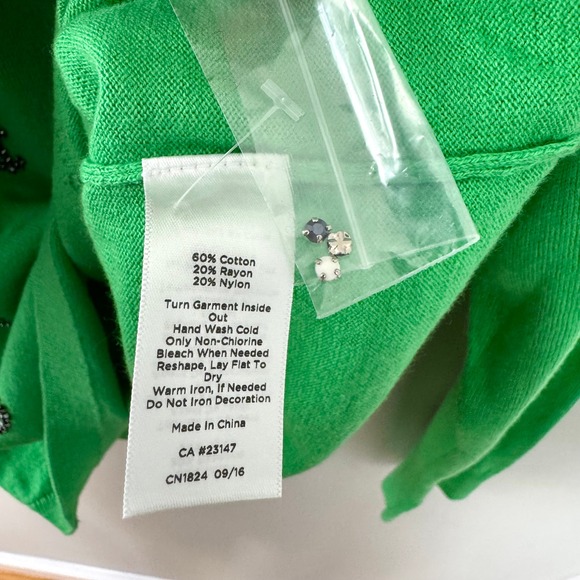 Talbots Kelly Green Anchor Embellished Long Sleeve Sweater Women's XLP - Picture 11 of 11